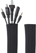 Hook and Loop Cable Sleeve by Wrap-It Storage - 48" x 4.5" (2-Pack) Black - Cut to Size Cord Organizer and Cable Protector for Desk, TV Cord Management to Hide and Cover Wire and Extension Cords