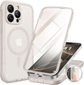 BERFY Magnetic for iPhone 16 Pro Max Case, Compatible with MagSafe, [Built-in 9H Tempered Glass Screen Protector & Camera Protection] Full Body Translucent Matte Phone case for 16 Pro Max, Stone