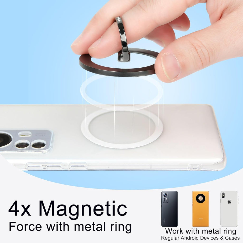 Magnetic Phone Grip for MagSafe, EI Sonador Magnet Phone Ring Holder, Removable, Compatible with iPhone 14 Plus 13 12 Pro Max Mini (Transparent Gold Diamond)