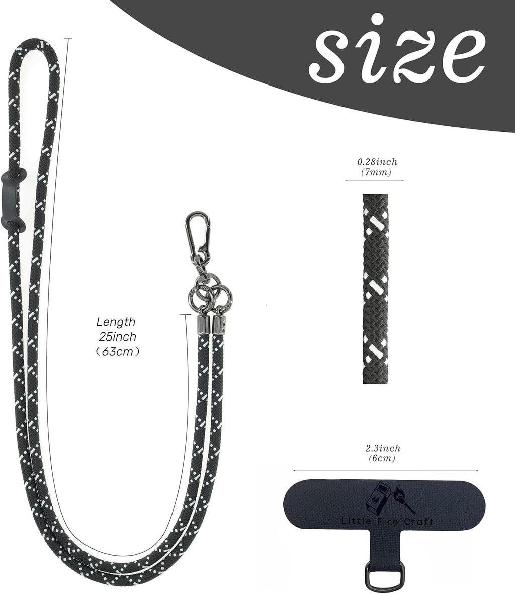 Phone Lanyard Universal Cell Phone Strap Crossbody Strap for iPhone Lanyard Around the Neck Extra Long Rope with Tether Tab for Men and Women (White on Black)