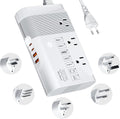 DOACE 220v to 110v Voltage Converter for European Travel: Max 500W Pure Sine Wave Voltage Converter US to Europe - 220 to 110 International Power Adapter Plug Combo Step Down Transformer White