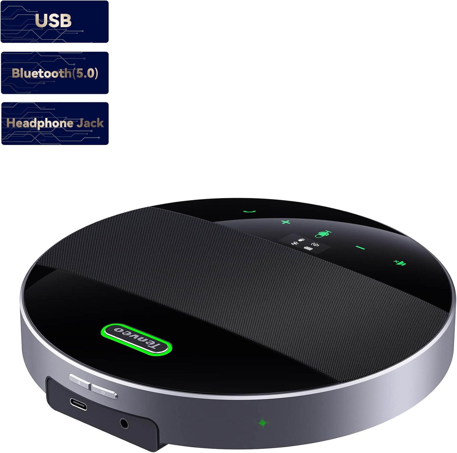 Tenveo MagiCall Conference Speaker with Microphone, Bluetooth/Wireless/USB omnidirectional Speakerphone Noise Cancelling Conference Call 360 Pickup for 10~15 People Online Meeting