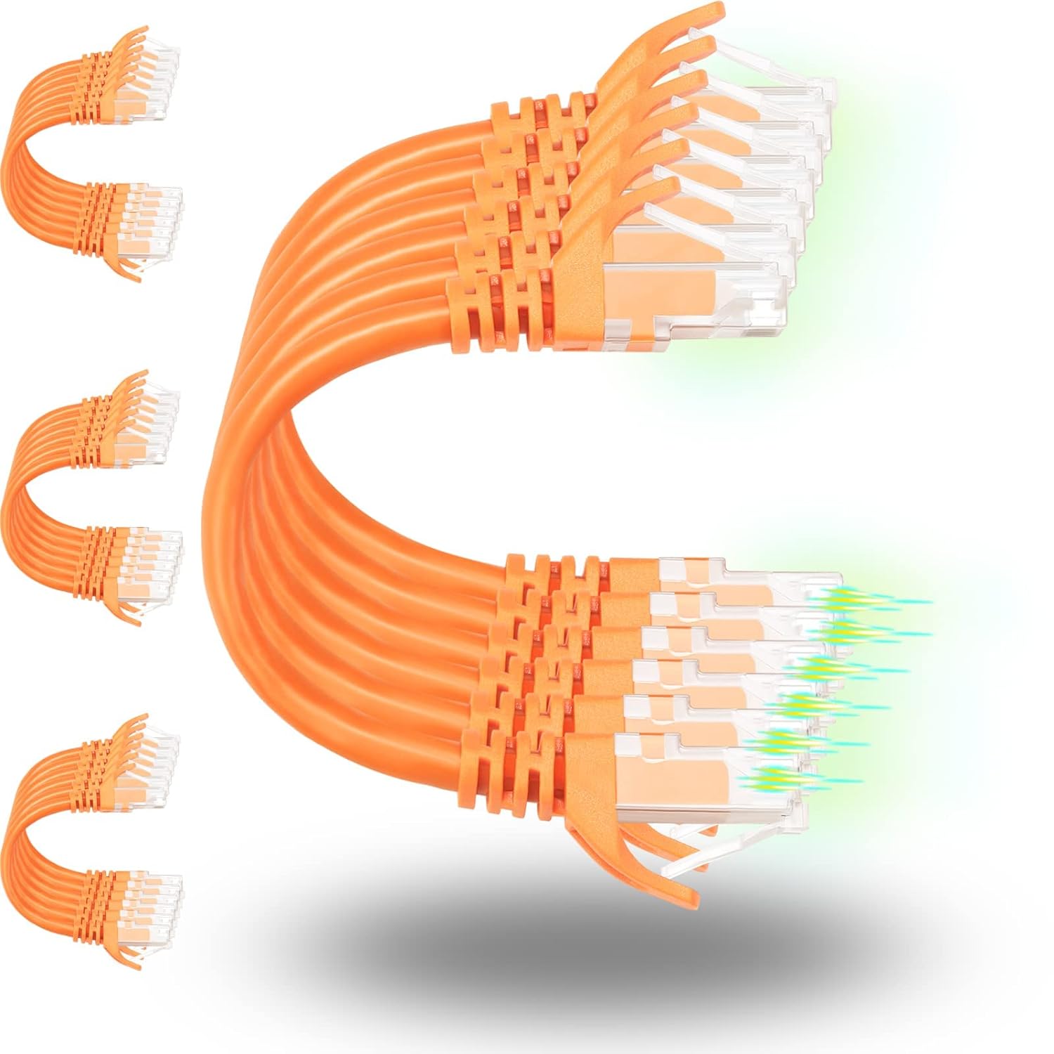 Rapink Patch Cables Cat6 0.5ft (24 Pack), Ethernet Patch Cable 10G Support, Cat 6 Patch Cable for Patch Panel to Switch, Flexiable Cat 6 Ethernet Cable with Gold Plated Orange