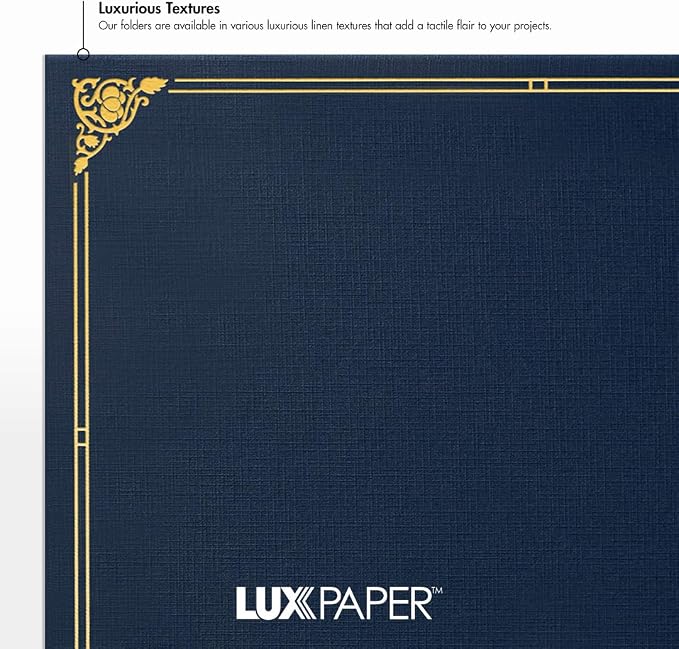LUXPaper 9.5" x 12" Certificate Holders | Nautical Blue Linen | Embossed Silver - Image 6