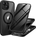 Magnetic for iPhone 15 Case, Compatible with MagSafe, Built-in Privacy Screen Protector and Camera Protection, Anti Spy Full Body Dustproof Shockproof Hard Phone Case 6.1", Black