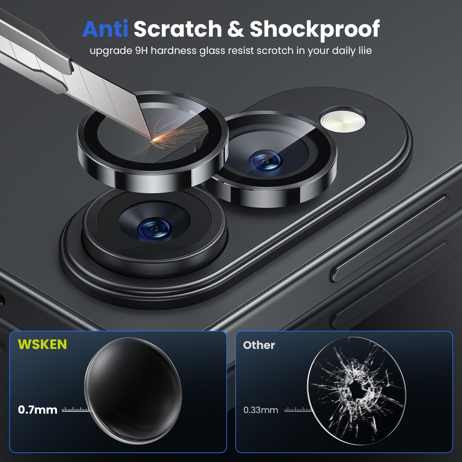 WSKEN for Samsung Galaxy S25 Edge Camera Lens Protector - Edge Thin Case Friendly, 9H Shatterproof Tempered Glass with Aluminum Metal Circle Camera Screen Protector Cover Accessories, Black