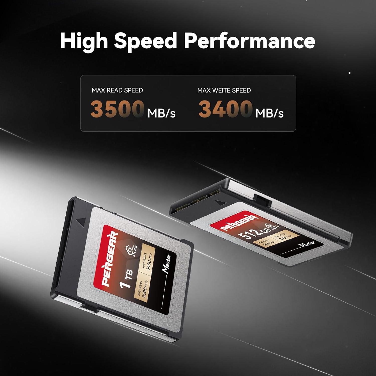 PERGEAR 1TB Cfexpress 4.0 Type B Memory Card(Master Series),3500MB/s Write Speed & 3400MB/s Read Speed,8k RAW Video Recording & Photo,Compatible with C500 Mark III,1DX Mark III;Z6,Z7II,Z9,D850;DC-S1