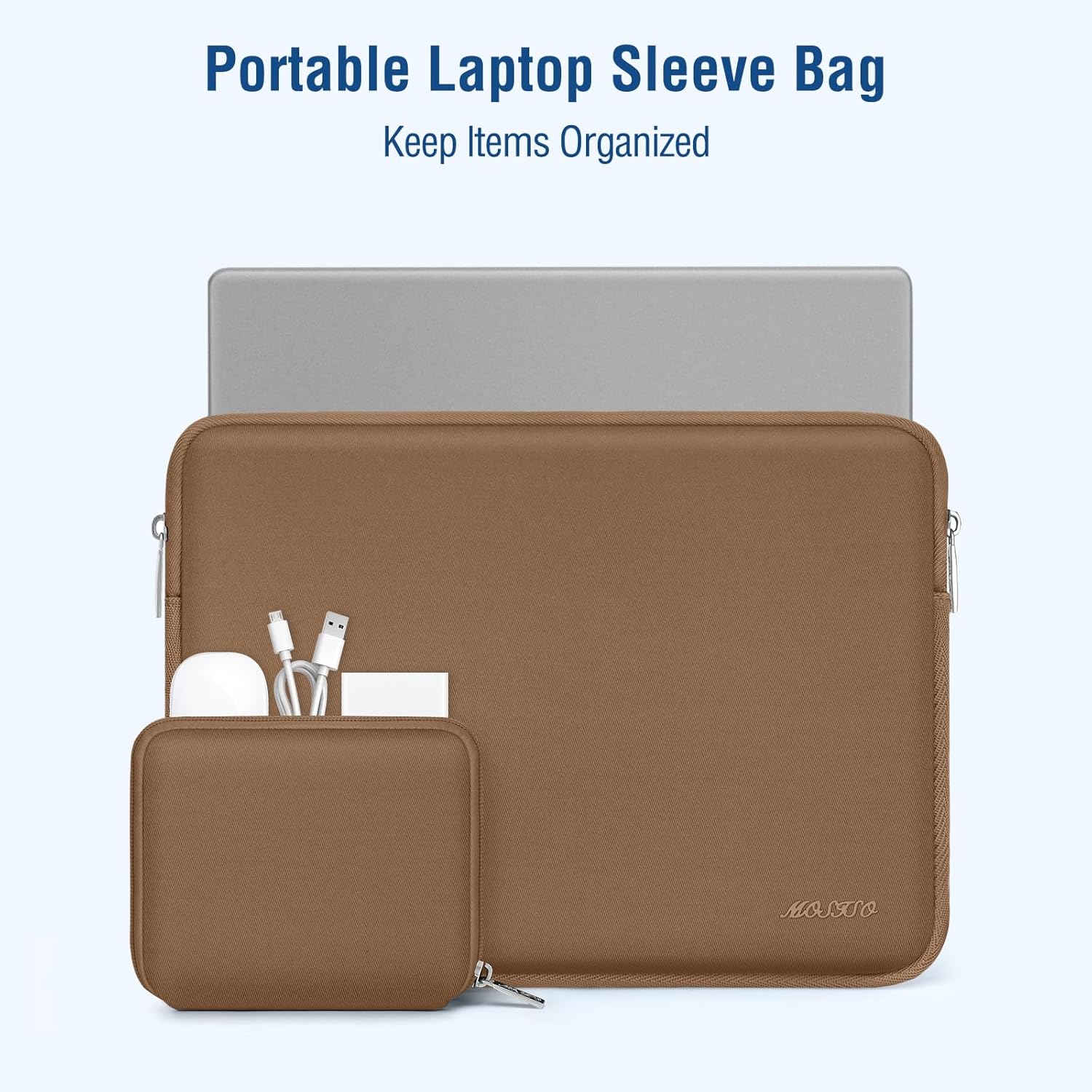 MOSISO Laptop Case 13.3 inch, 13-13.3 inch Laptop Sleeve Bag Compatible with MacBook Air/Pro 13/Pro 14 M5 M4 M3 M2 M1, HP Dell ASUS Lenovo, Neoprene Computer Sleeve Bag with Small Case, Mocha