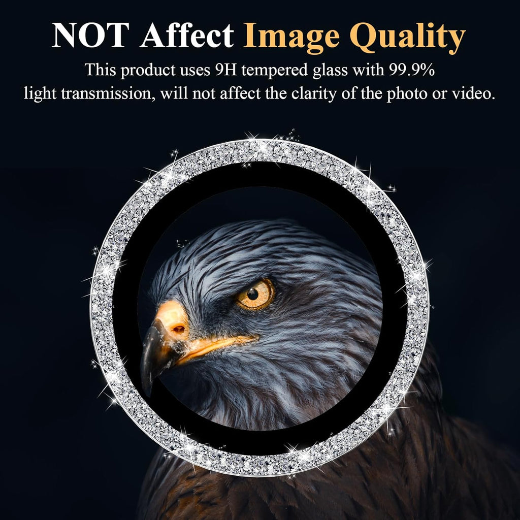 YWXTW Camera Lens Protector for Samsung Galaxy S24 / S23 / S23 Plus, [NOT for S24 Plus] 9H Tempered Glass Metal Individual Ring Camera Screen Protector for S24 Accessories (Silver Glitter)