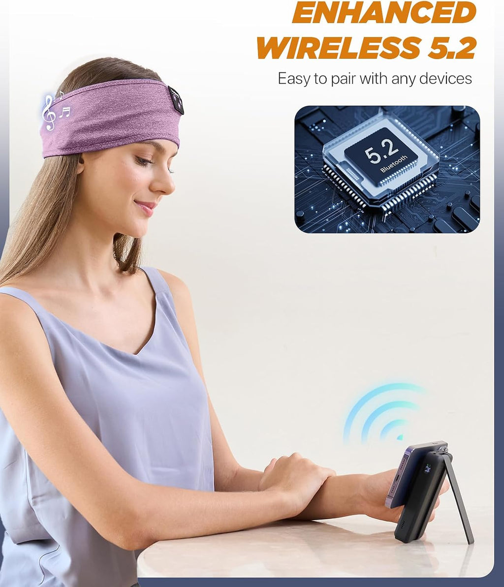 Perytong Sleep Headphones Bluetooth Headband, Headband Headphones for Sleeping, Running, Yoga, Fitness, Travel, Meditation, Headphones Suitable for Side Sleepers, Gift for Men Women, Tech Gadgets