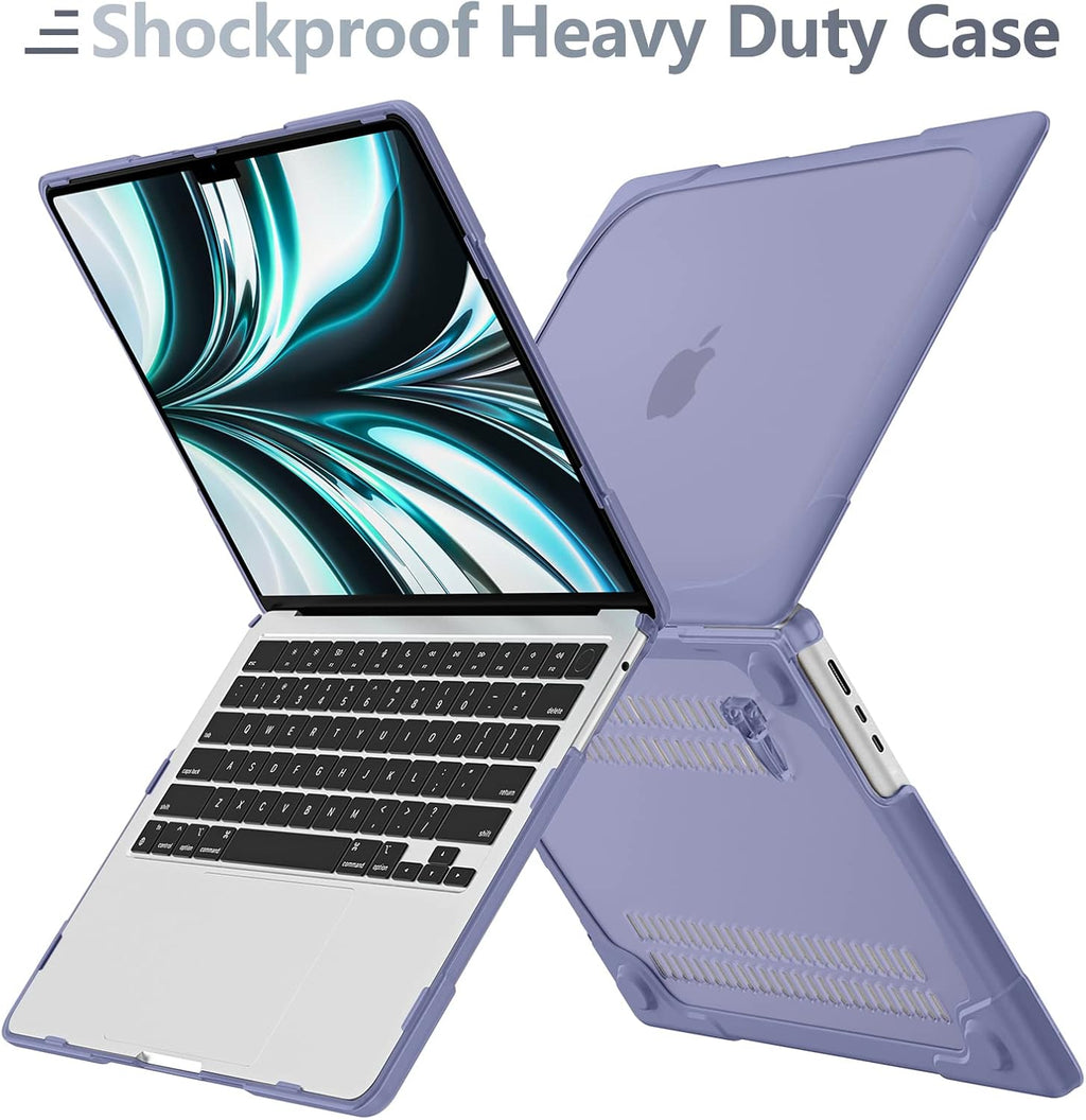 Batianda for M4 MacBook Air 13.6 inch Case 2025 2024 2022 Release Model A3240 A2681 M2 A3113 M3, Heavy Duty Shockproof Protective Hard Shell with Fold Kickstand & Keyboard Cover, Lavender Grey
