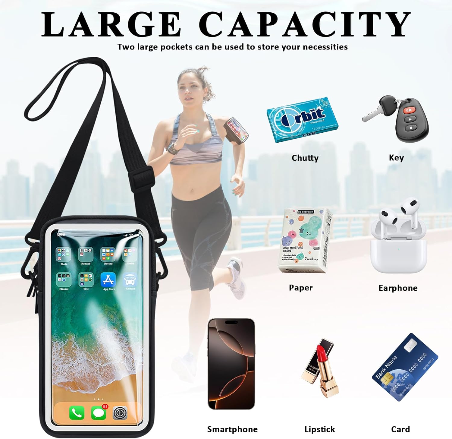 Phone Holder for Running Armband, Cell Phone Purse Small Crossbody Bags for Women Kids, Sports Arm Bag for Men iPhone,Galaxy,Smartphones Carrier Pouch Fit Workout,Exercise,Gym,Hiking,Walking