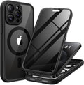 Magnetic for iPhone 15 Pro Case, Compatible with MagSafe, Built-in Privacy Screen Protector and Camera Protection, Anti Spy Full Body Dustproof Shockproof Hard Phone Case 6.1", Black