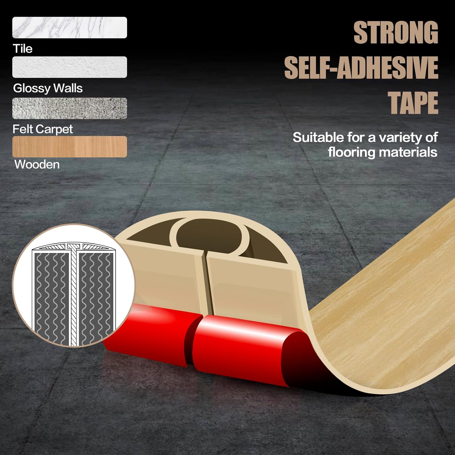 Floor Cord Cover Self Adhesive Cord Hider,10FT Cable Management, Extension Strip Protector for Wires, Prevent Cable Trips for Offices, Gyms, Exhibitions Cavity:0.47"(W) x0.35(H) WoodLightyellow