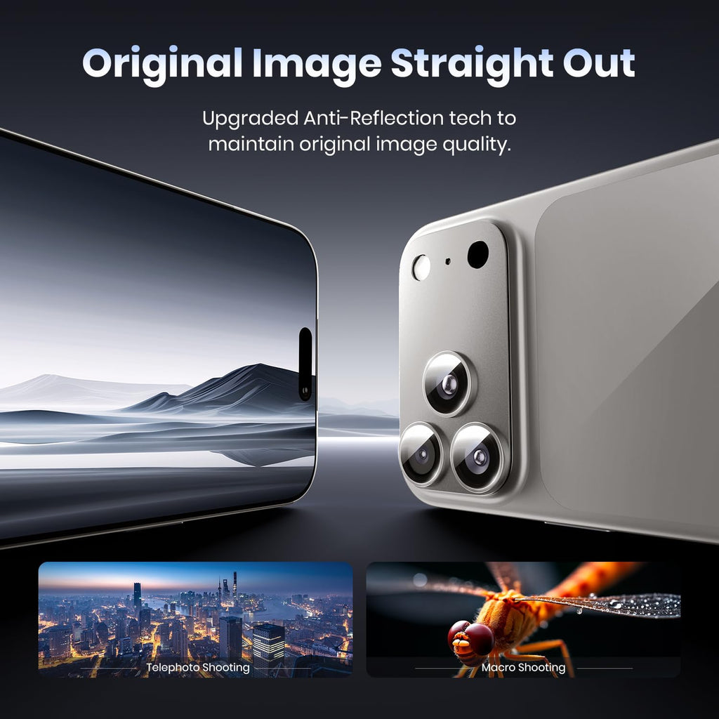 Hoerrye for iPhone 17 Pro Camera Lens Protector - [12FT Shatterproof Military Grade] [Strong Adsorption] Metal Top 9H+ Tempered Glass Camera Screen Full Protective Cover Case Friendly,Gray