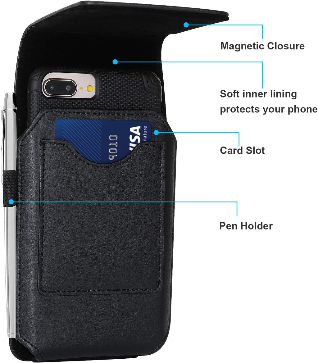 BECPLT Phone Holster for Galaxy S25 Ultra S24/S23/S22/S21/S20 Ultra Leather Belt Case 360 Rotating Pouch Holster Belt Clip Case Holder Black