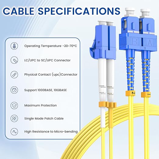SpeedyCables- OS2 LC to SC Fiber Patch Cable 3M/10ft, 1G/10G 9/125um Single - Image 5