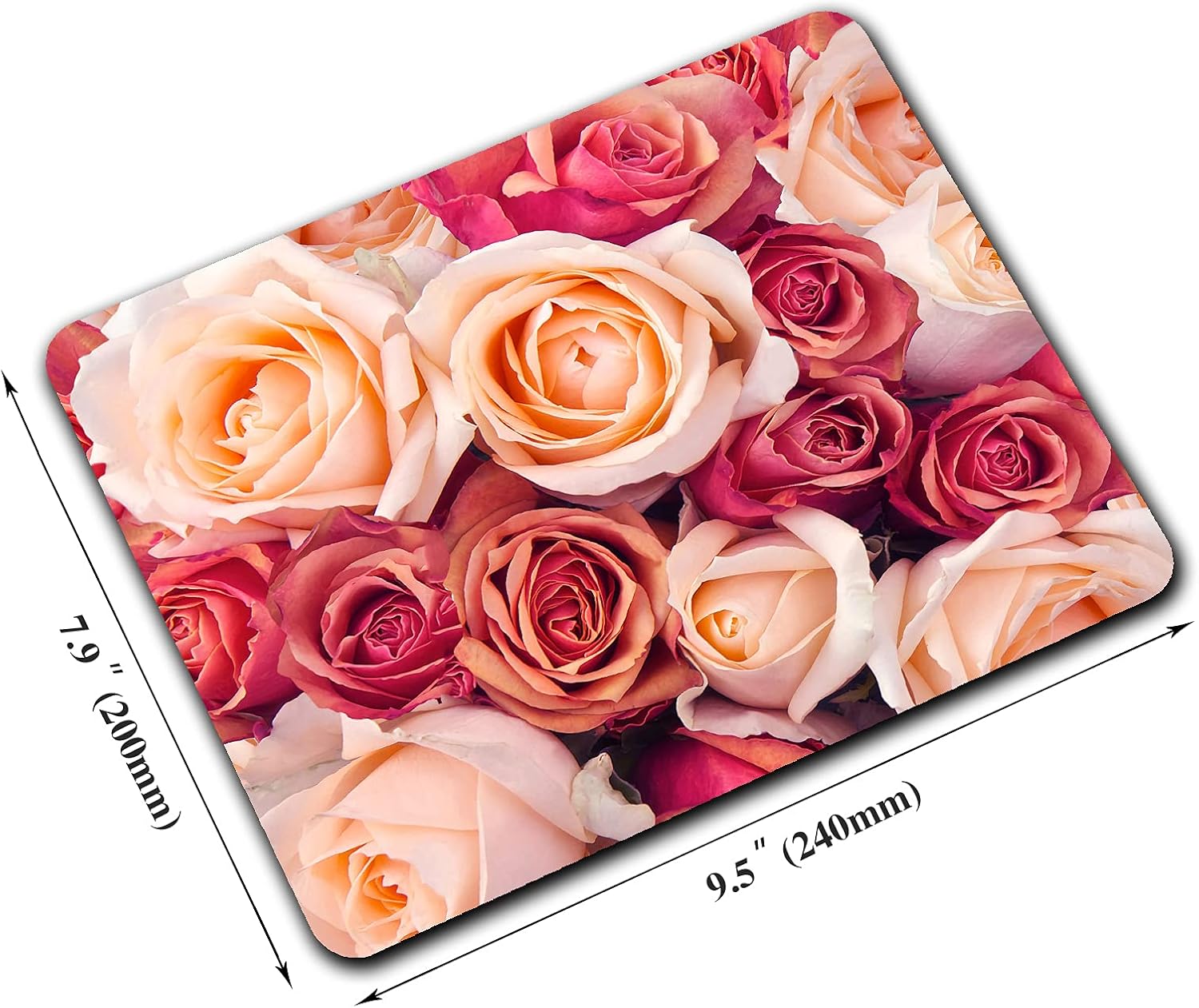 Blooming Roses Mouse Pad, Beautiful Flowers Mousepad for Design, Anti-Slip Rubber Base Wireless Mouse Pads for Laptop