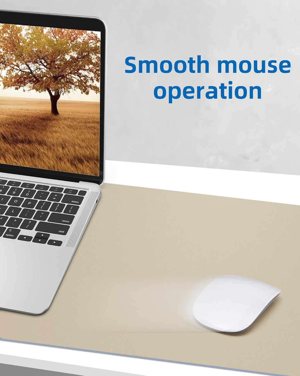 AFIING Leather Desk Pad Protector, Mouse Pad, Office Desk Mat, Non-Slip PU Leather Desk Blotter, Large Desk Mat, Waterproof Keyboard Mat for Office/Home/Decor (Beige, 48" x 17")