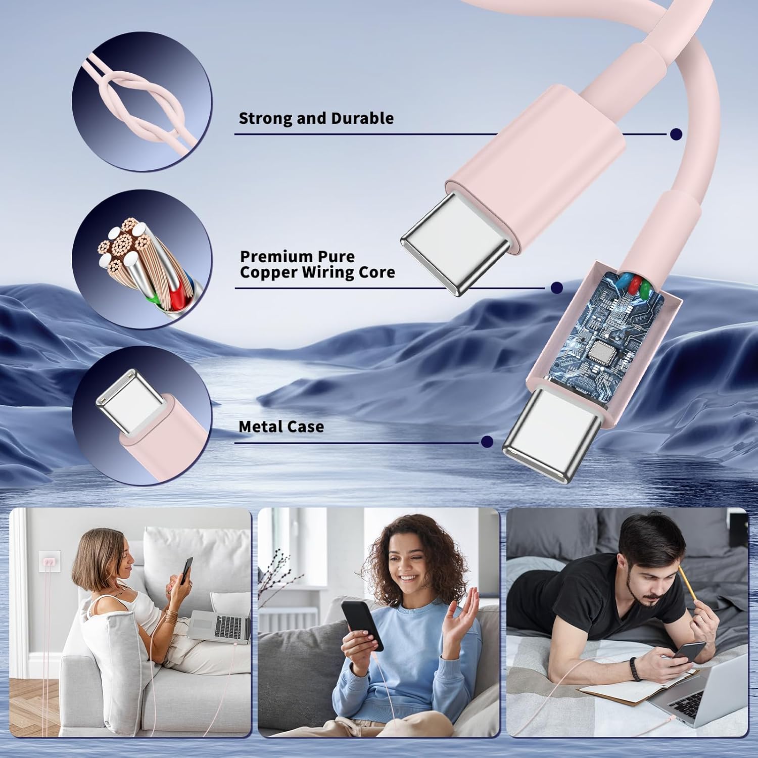 Super Fast Samsung Charger Type C,45W Dual Port USB C Fast Charger Block [2-Pack] & Extra Long 60W 3/6/6/10FT USB C Cable - PD Quick Charging 3.0 for Samsung Galaxy S25 Ultra/S24+/S23 iPhone 16