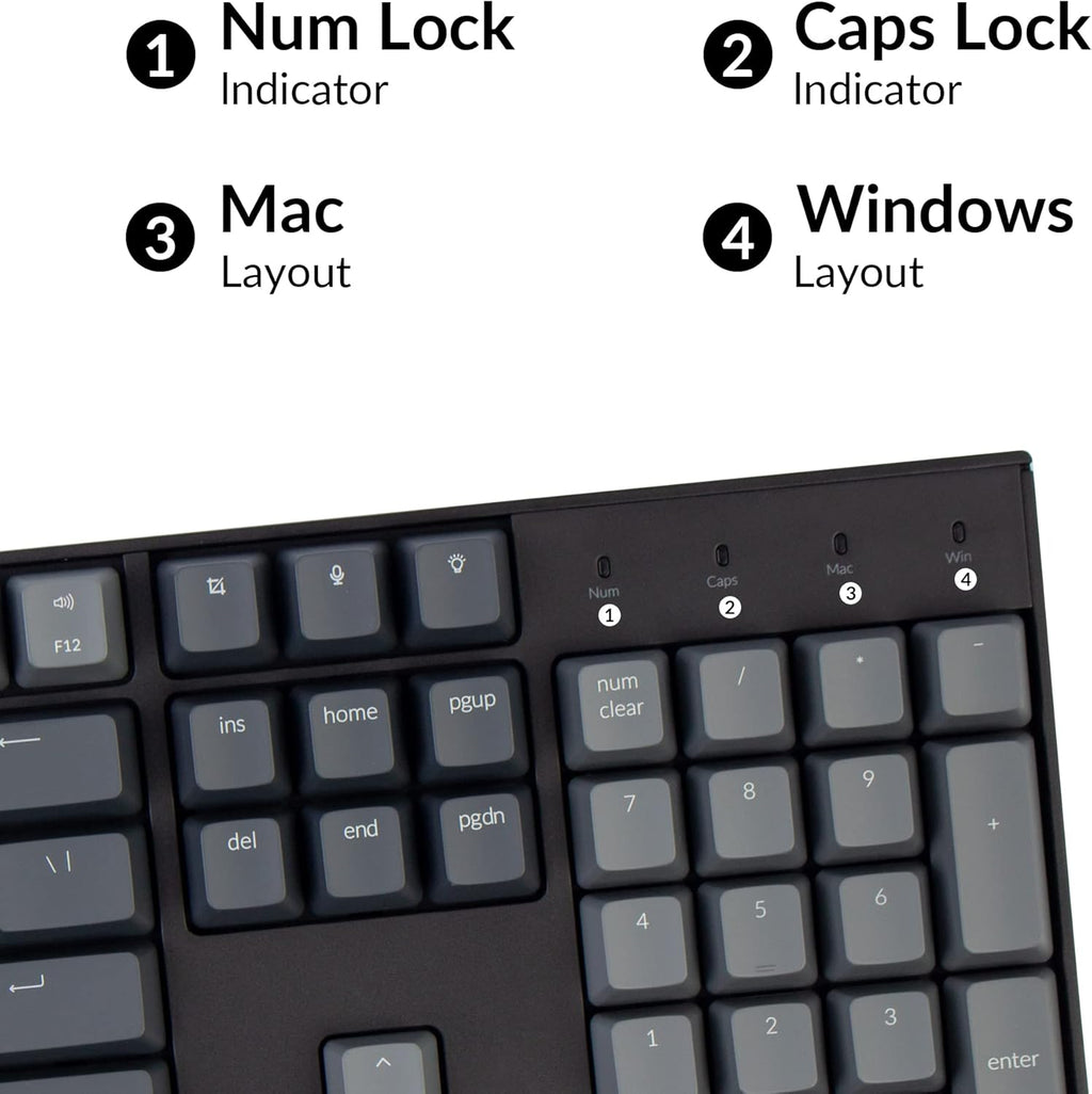 Keychron K10 Full Size Layout White LED Backlit Hot-Swappable Mechanical Keyboard for Mac Windows, Multitasking 104-Key Bluetooth Wireless/USB Wired Computer Keyboard with K Pro Brown Switch