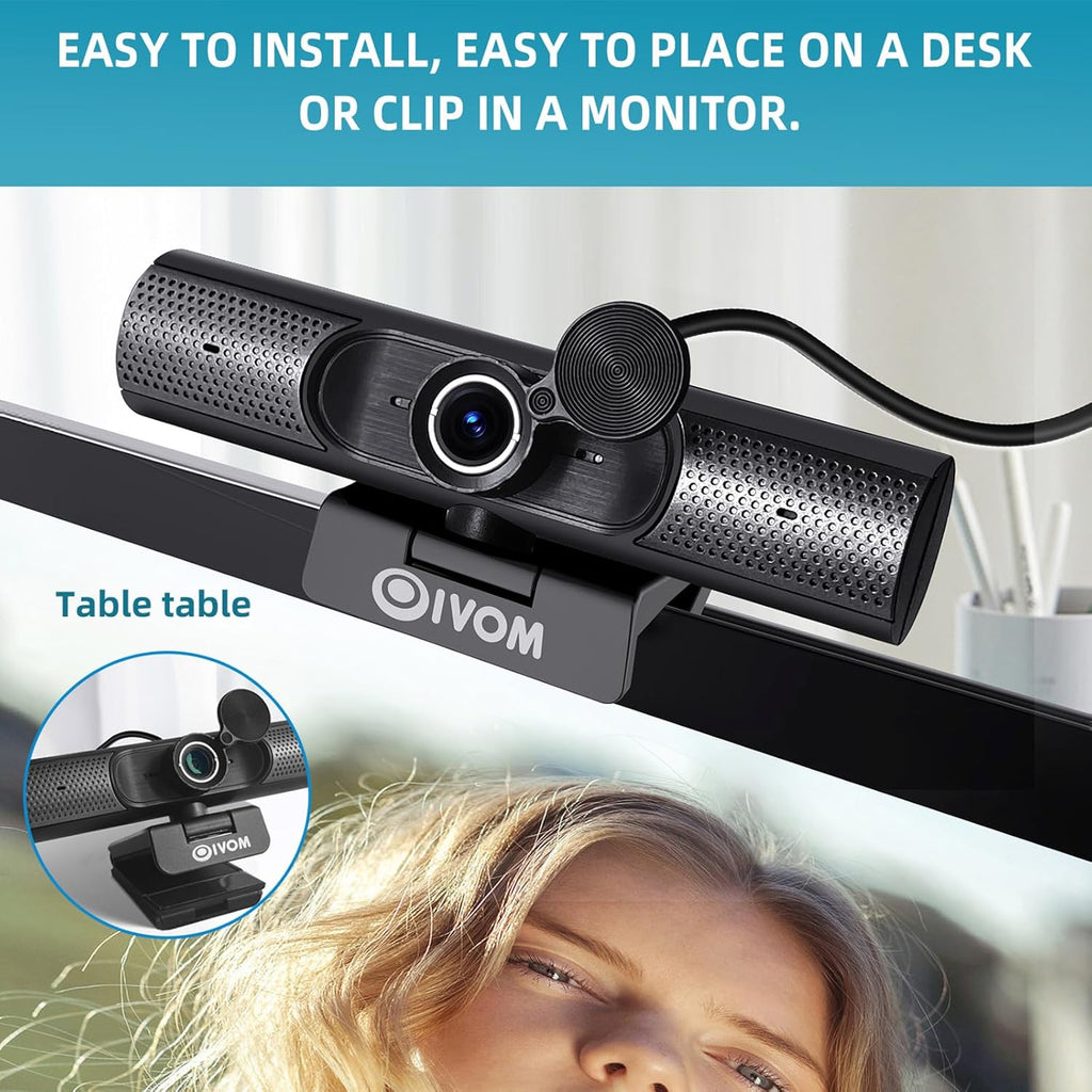Webcam With Microphone and Speaker, 1080P Web Camera for Desktop Computer Laptop, USB With Physical Privacy Cover, Plug and Play, Streaming, Wide Angle 3 in 1