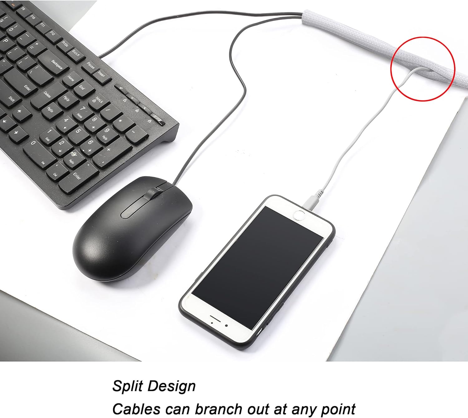 CrocSee 10ft - 1/2 inch Braided Cable Management Sleeve Cord Protector - Self-Wrapping Split Wire Loom for TV/Computer/Home Theater/Engine Bay - White