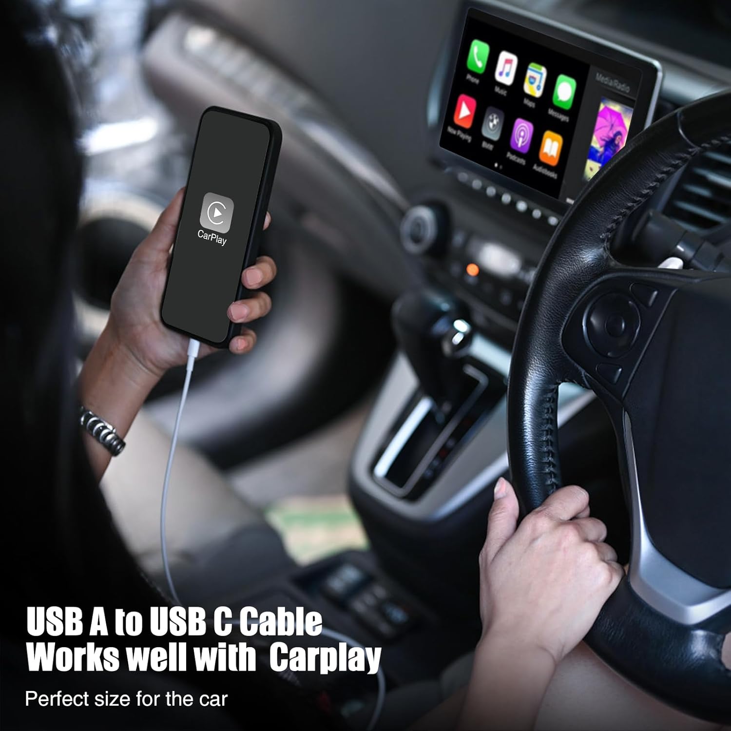 Car Carplay Cable USB to USB C Cable for iPhone 16 15 Pro Plus Pro Max，3-Pack 3.3FT USB A to USB C Cable for iPad Pro/Air/Mini，for Samsung S24/S23/S22/S21，for MacBook Pro/Air and More