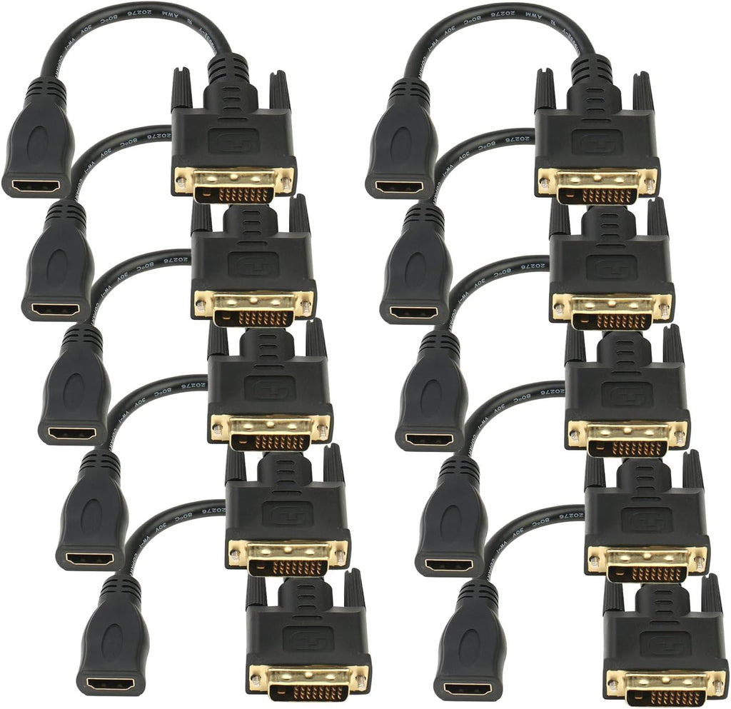 Bi-Directional HDMI Female to DVI-D(24+1) Male Adapter, 1080P DVI to HDMI Conveter (10, Black)