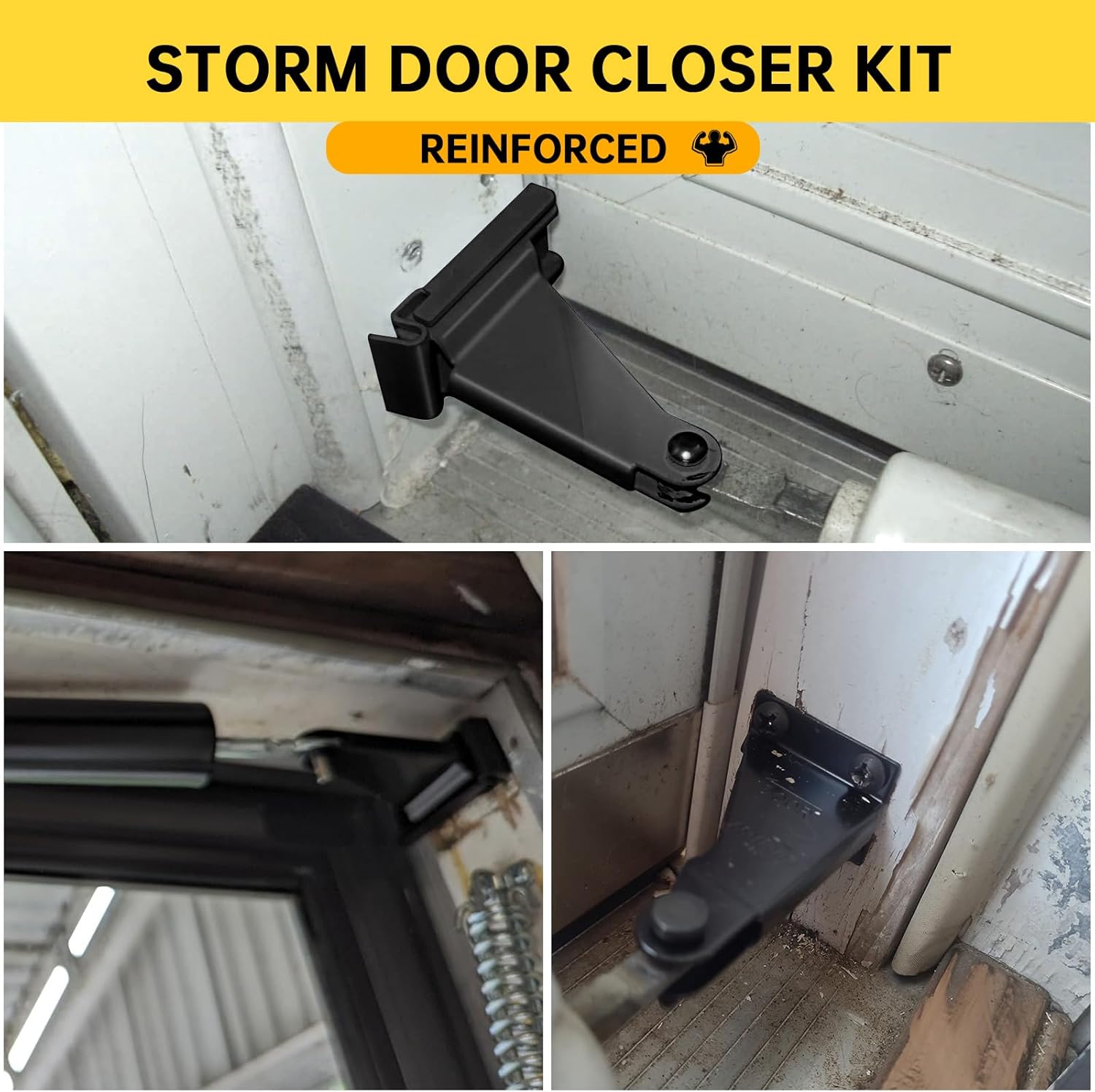 Thickened Storm Door Closer Bracket，Repair Jamb Bracket Compatible with Andersen，Durable Screen Door Closer Replacement Parts Kits with Emco/Larson/Pella, Protecting Doors from Damage from Winds