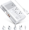 DOACE 220v to 110v Voltage Converter for European Travel: Max 500W Pure Sine Wave Voltage Converter US to Europe - 220 to 110 International Power Adapter Plug Combo Step Down Transformer White