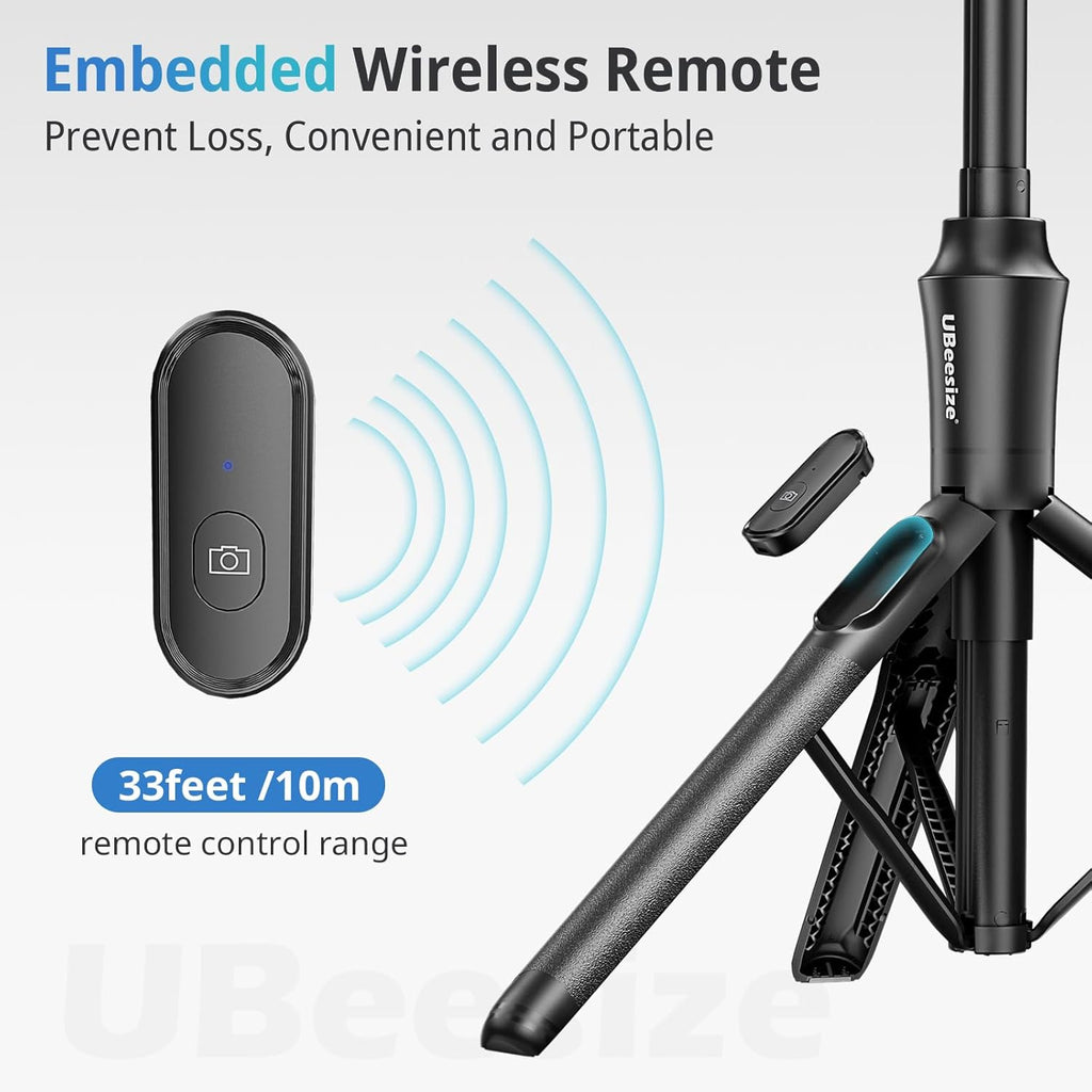 UBeesize 62'' Magnetic Selfie Stick Tripod with Wireless Remote, Extendable Phone Stand, Compatible with MagSafe for iPhone 15 14 13 12 and Android Phones