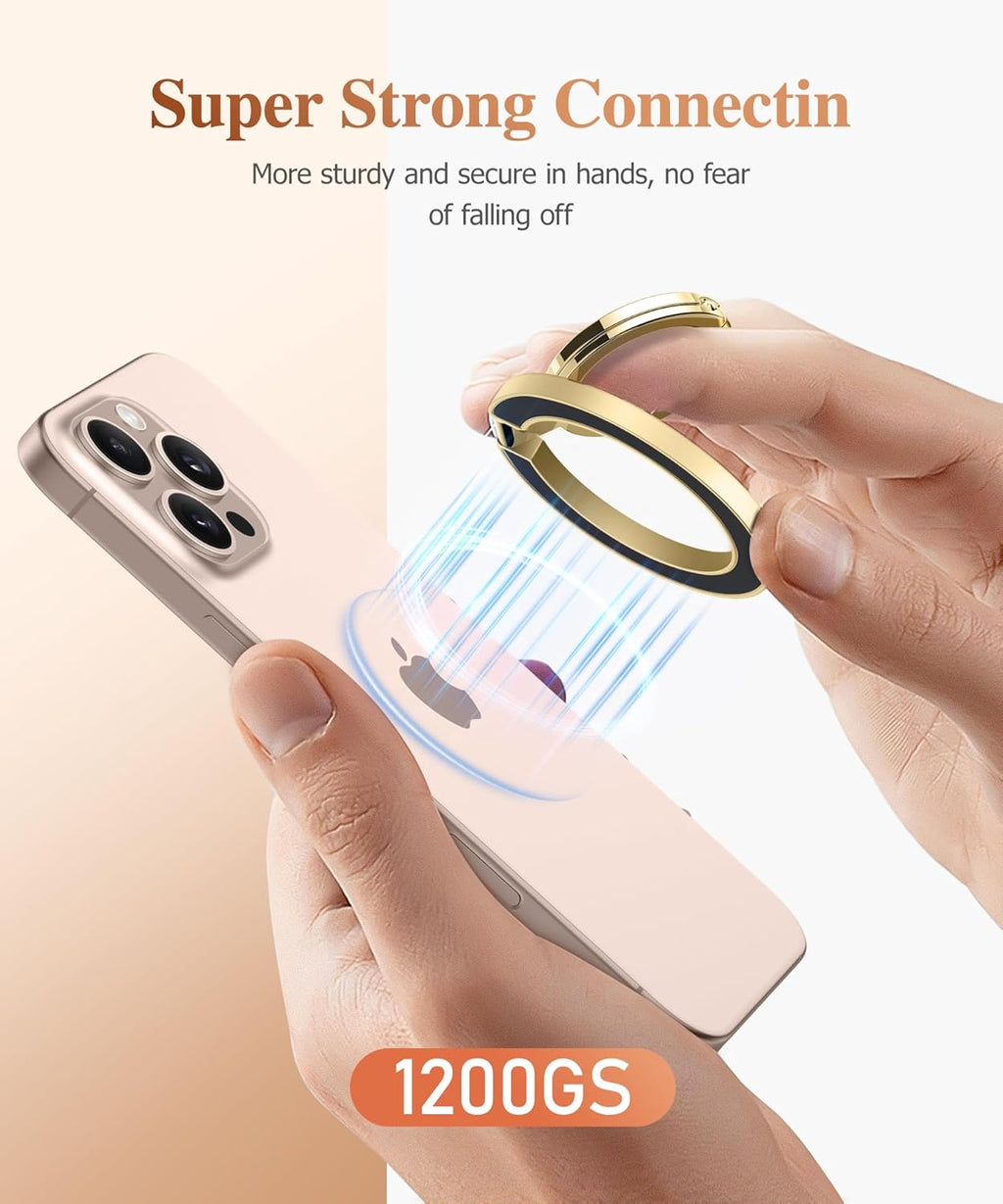GVIEWIN Magnetic Phone Ring Holder, Compatible with MagSafe Phone Grip with Adjustable Stand, Magnet Phone Ring Kickstand for iPhone 16 Pro Max/Plus/15/14/13/12 Series/Other Phones (Tortoiseshell)