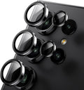 WSKEN for Samsung Galaxy S24 Ultra Camera Lens Protector, Ultra Thin Scratch Resistant 9H Tempered Glass with Aluminum Metal Circle Camera Screen Protector Cover Accessories, Black