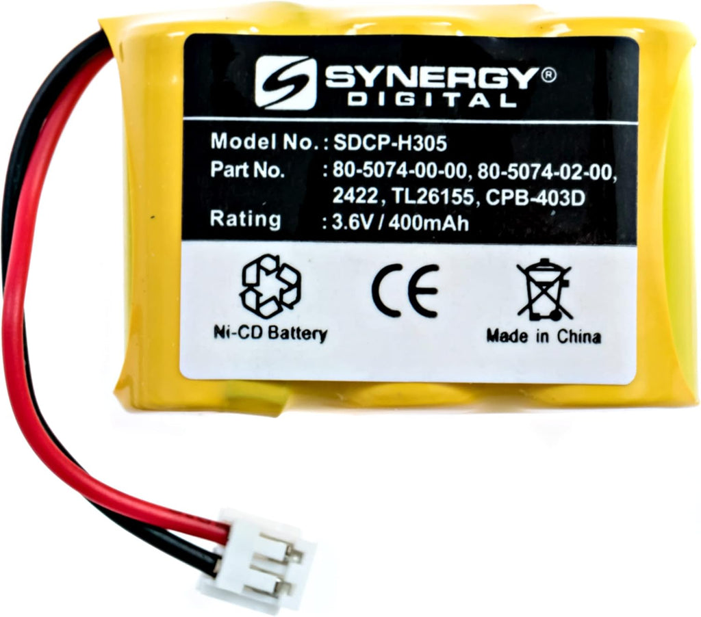 Synergy Digital Cordless Phone Battery, Compatible with Vtech 80-5074-00-00 Cordless Phone, (Ni-CD, 3.6V, 400mAh) Ultra High Capacity, Replacement for Sony BP-T27 Battery