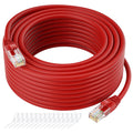 Cat5e Ethernet Cable 300 FT, Cat 5e Internet Cable, Red Snagless Patch Cord, Flexible, Network, LAN, PoE, Standard RJ45 Connector for PC, Server, Router, Modem, TV, PS5 - with 15 Cable Ties