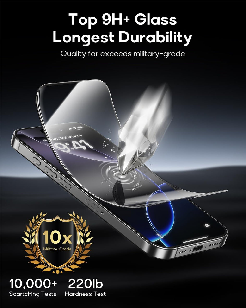 3 Pack for iPhone 14 Plus/iPhone 13 Pro Max Tempered Glass Screen Protector:9H+ Durable, Auto Positioning, Bubble Free, High Definition, Easy Installation