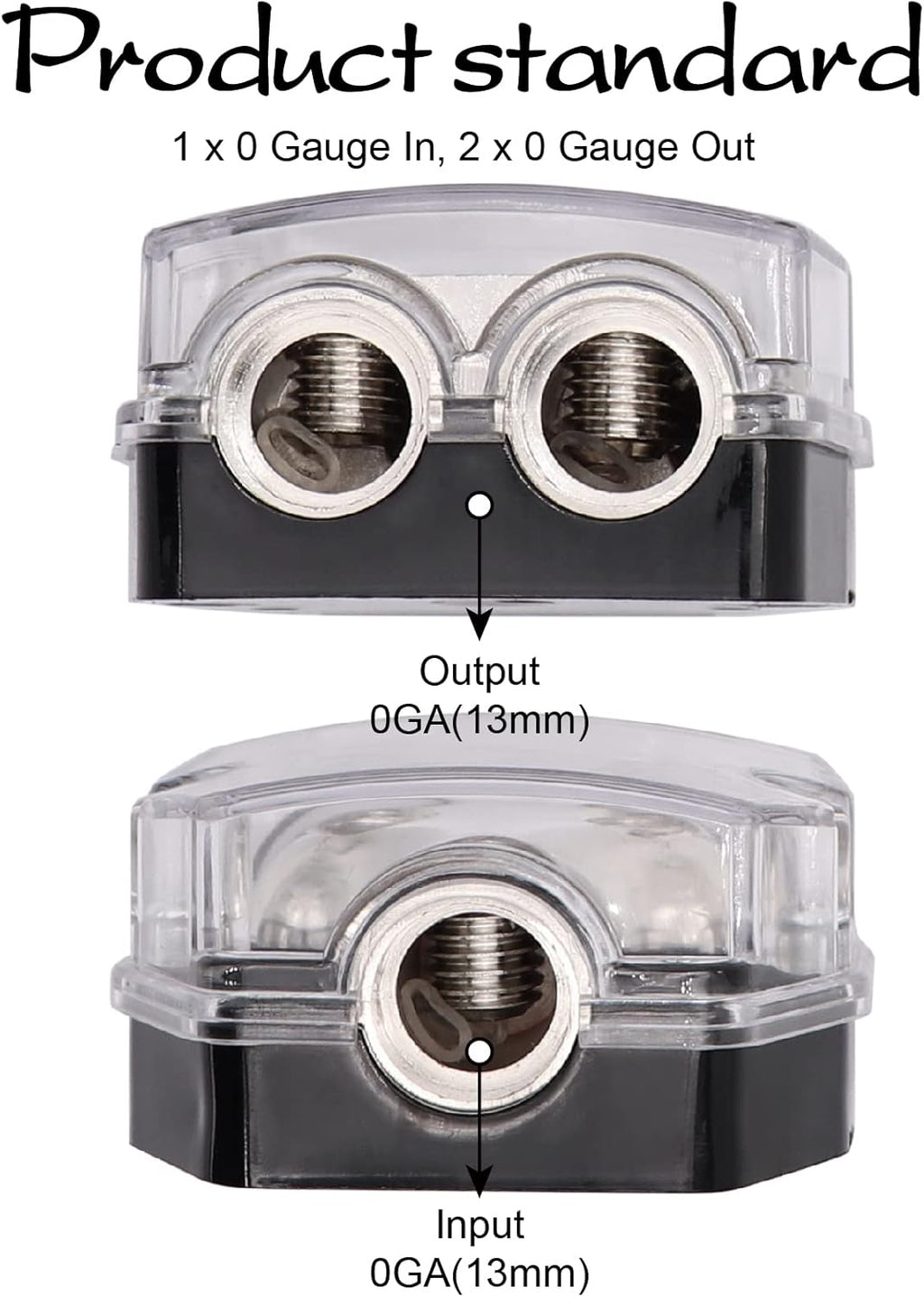 2 Way Power Distribution Block 1x 0 GA in 2X 0 GA Out Circuit Protector Distribution Connecting Blocks for Car Audio Splitter,2Pcs