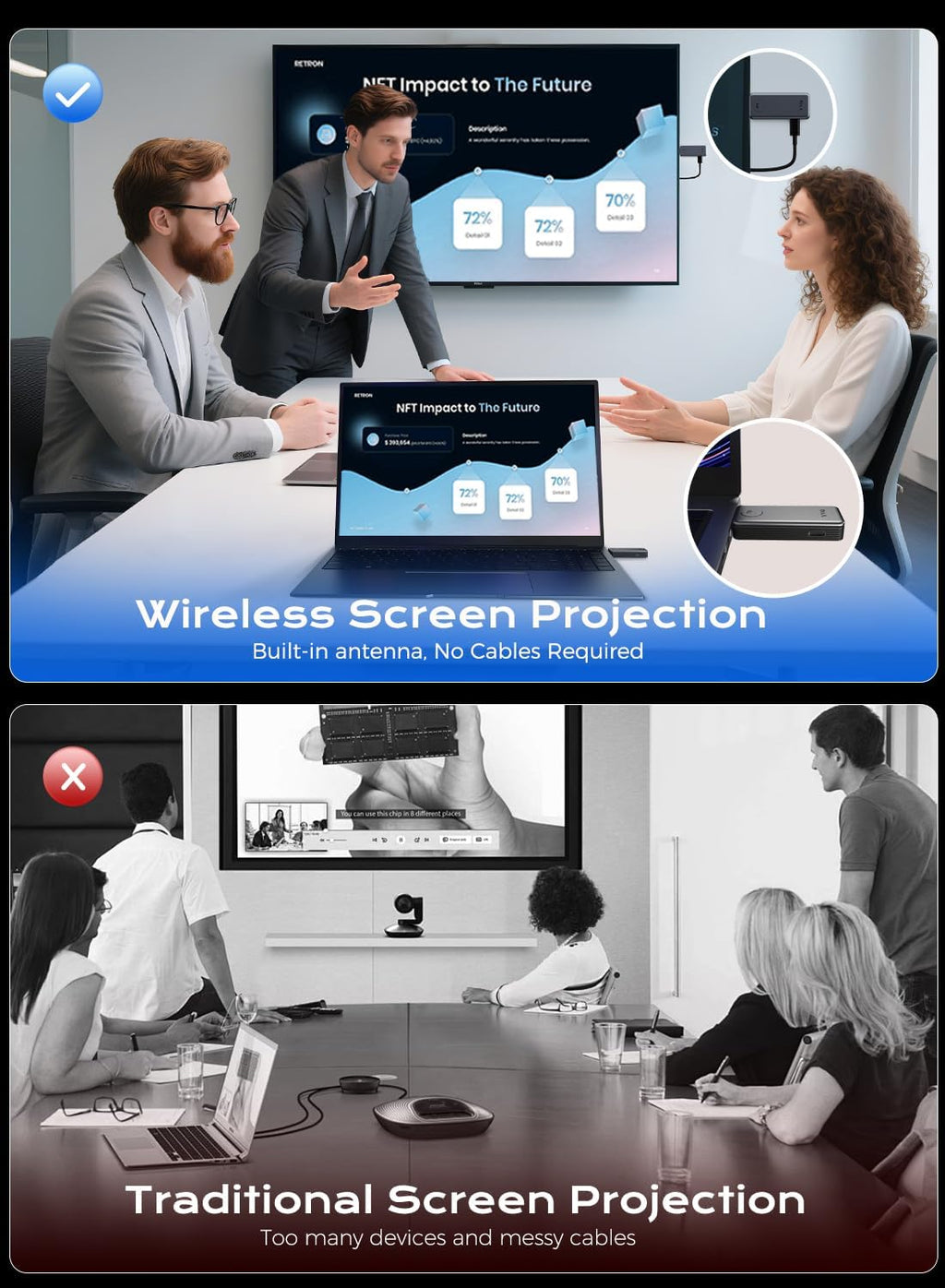 2025 Upgraded Wireless HDMI Transmitter and Receiver, 4K Decode 1080P Output,2.4G/5G Plug&Play Portable HDMI Wireless for Streaming Video and Audio to Monitor from Laptop/TV Box
