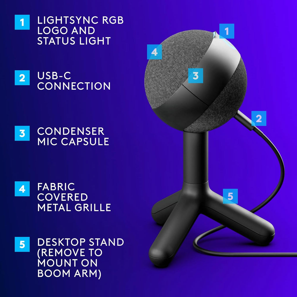 Logitech G305 Lightspeed Wireless Gaming Mouse, Black + Yeti Orb RGB Gaming Microphone with LIGHTSYNC, USB Mic for Streaming
