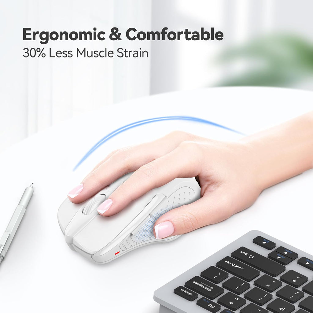 TECKNET Wireless Mouse, 2.4G Ergonomic Optical Mouse, Computer Mouse for Laptop, PC, Computer, Chromebook, Notebook, 6 Buttons, 24 Months Battery Life, 4000 DPI, 6 Adjustment Levels