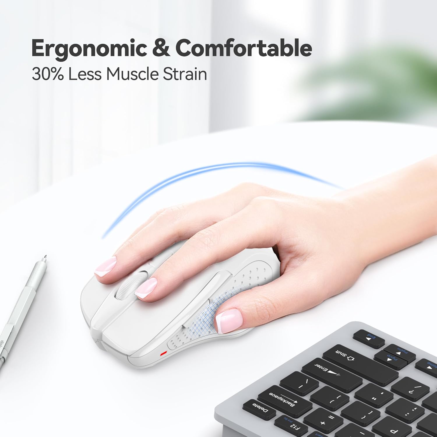 TECKNET Wireless Mouse, 2.4G Ergonomic Optical Mouse, Computer Mouse for Laptop, PC, Computer, Chromebook, Notebook, 6 Buttons, 24 Months Battery Life, 4000 DPI, 6 Adjustment Levels
