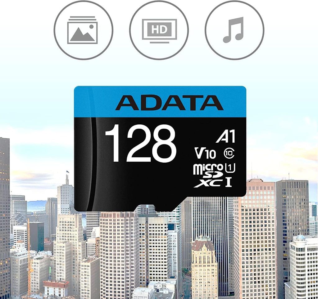 ADATA Premier 128GB MicroSDHC/SDXC UHS-I Class 10 V10 A1 Memory Card with Adapter Read up to 100 MB/s (AUSDX128GUICL10A1-RA1)