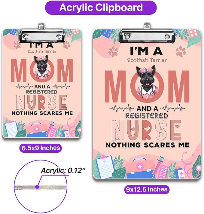 I'm a Scottish Terrier Mom and a Registered Nurse Nothing Scares Me Acrylic - Image 5