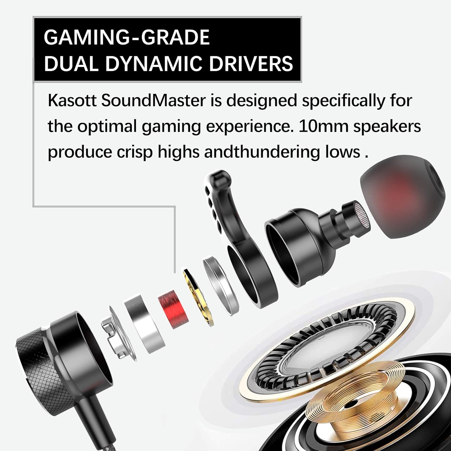 SoundMaster Pro V1 - Gaming Earphones with Dual Audio Drivers,Battle Buds,in-Line Mic with Mute and Volume Control, Compatible with Xbox Series,Xbox One,PS5,PS4,Switch,Pc with 3.5mm Aux