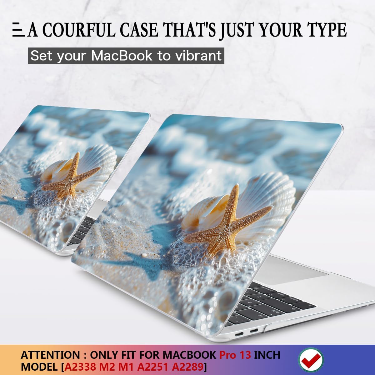 CISSOOK Compatible with MacBook Pro 13-inch Case 2025-2016 Release M2 M1 A2338 A2251 A2289 A2159 A1706 Model with Touch Bar, Plastic Hard Shell Protective Case with Keyboard Cover, Beach&Shell