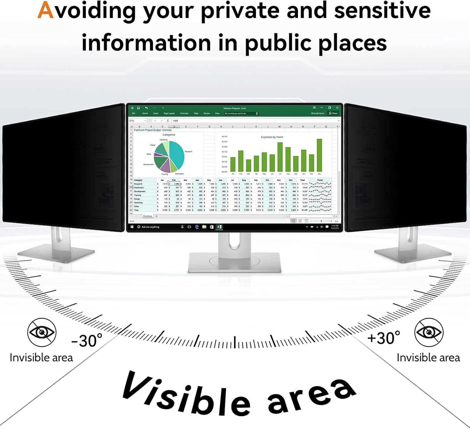 Mamol 21.5 Inch Computer Privacy Screen - Removable Anti Blue Light Glare Filter, Anti-Scratch Protective Film