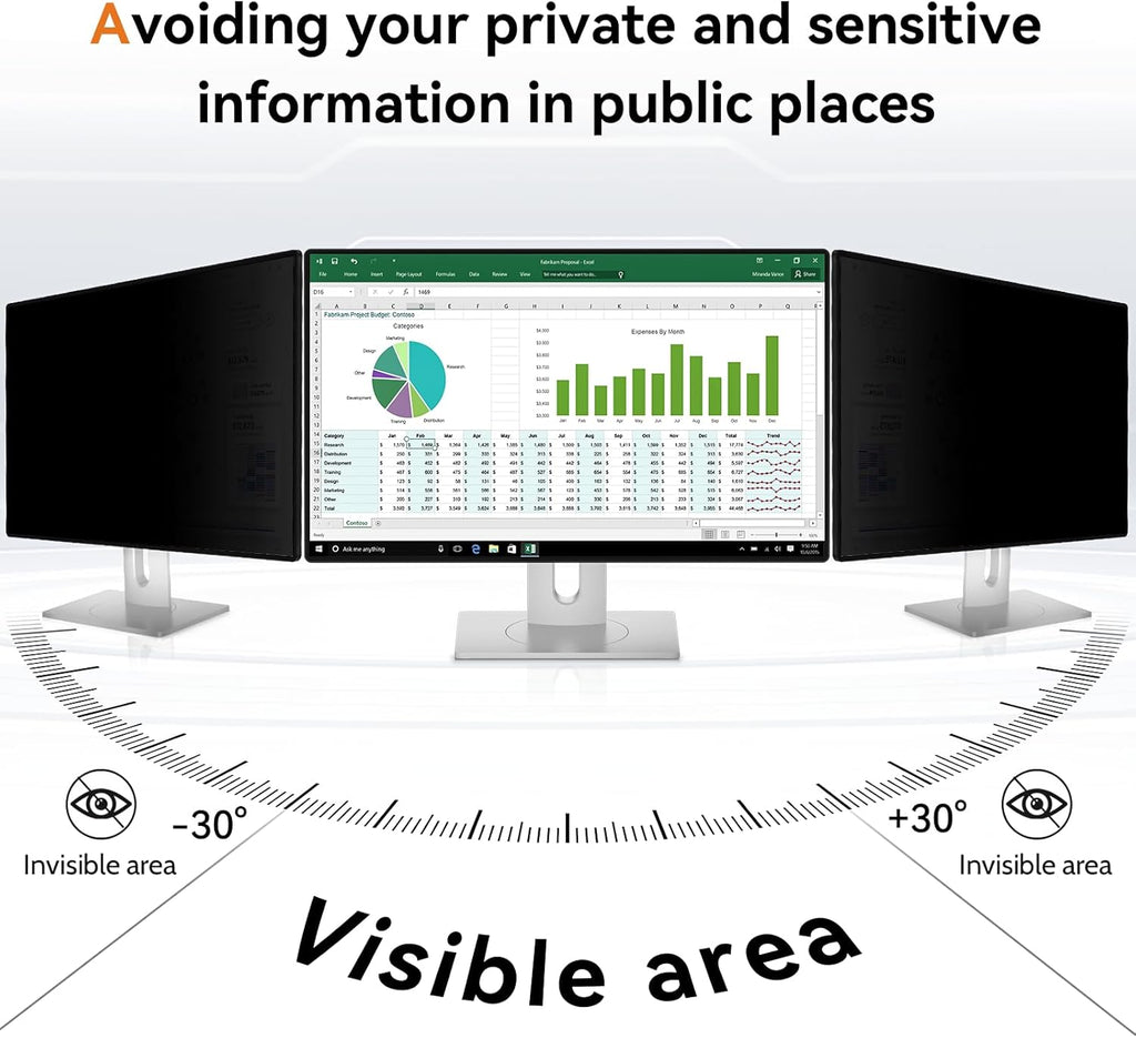 Mamol 24 Inch Computer Privacy Screen Filter for 16:9 Aspect Ratio Widescreen Monitor - Removable Computer Screen Privacy Shield and Anti Glare Blue Light Filter, Anti-Scratch Screen Protective Film