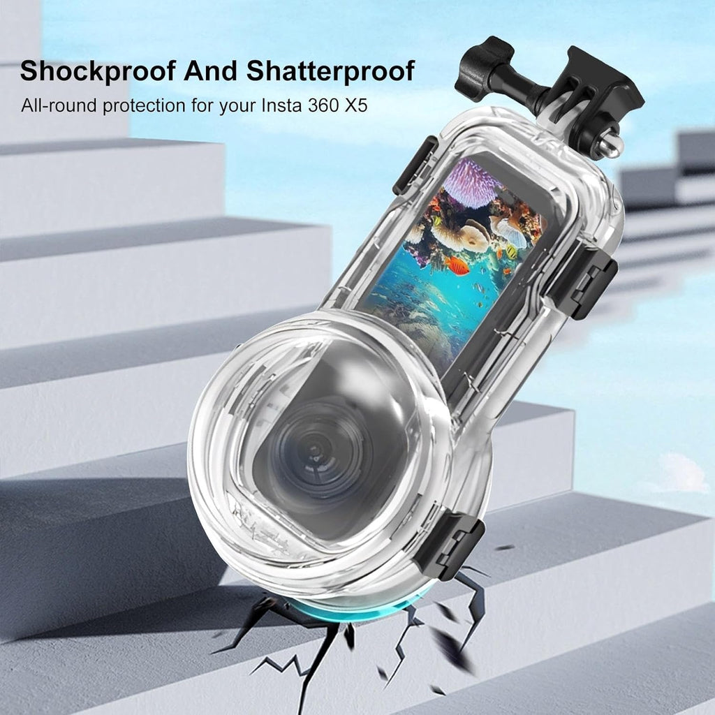 PULUZ Invisible Dive Case for Insta360 X5, [196ft/60m] Waterproof Case Diving Housing Cover Protective Underwater Shell for Insta 360 X5 Action Camera Accessories