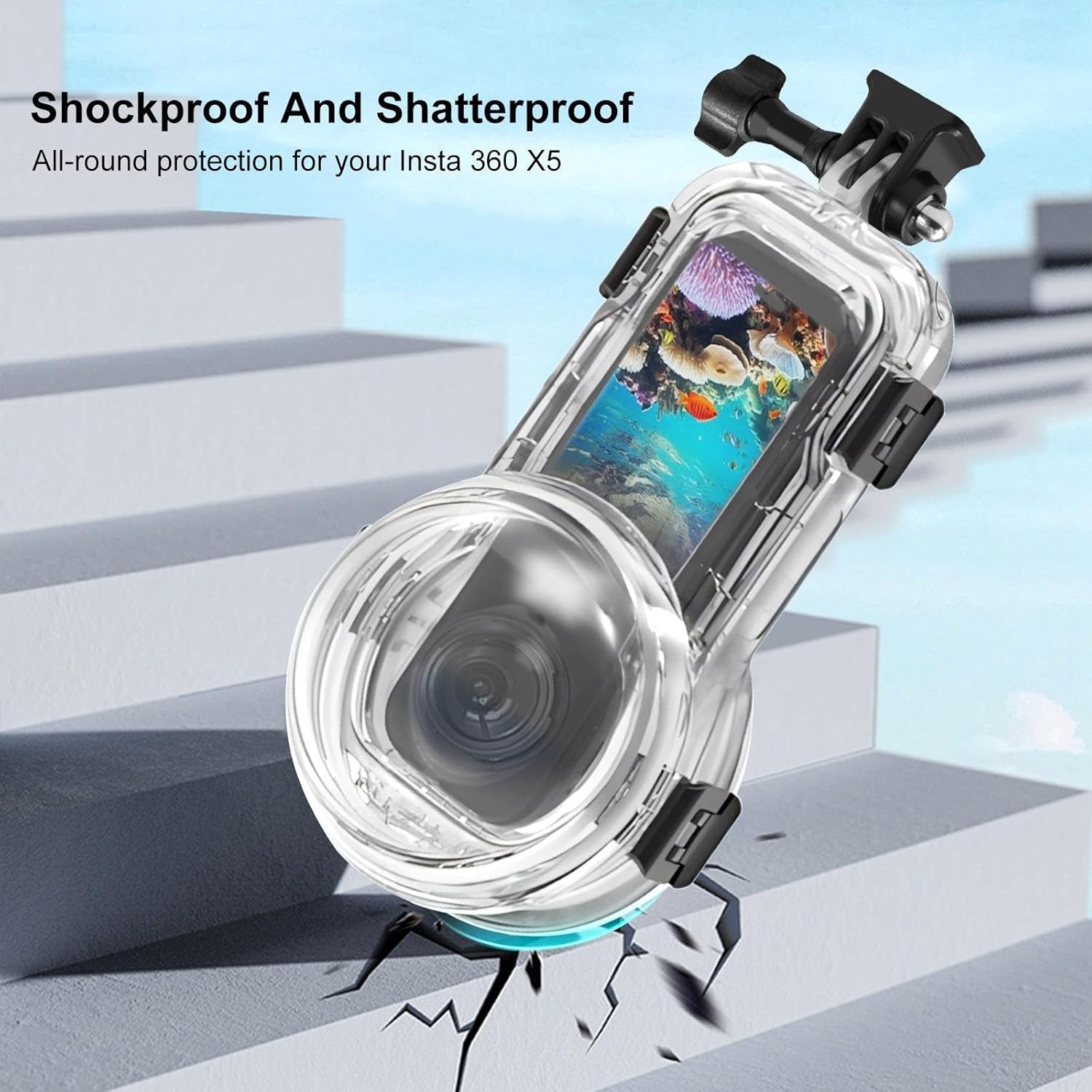 PULUZ Invisible Dive Case for Insta360 X5, [196ft/60m] Waterproof Case Diving Housing Cover Protective Underwater Shell for Insta 360 X5 Action Camera Accessories